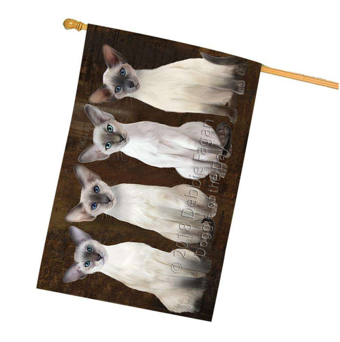 Rustic 4 Blue Point Siamese Cats House Flag FLG54556
