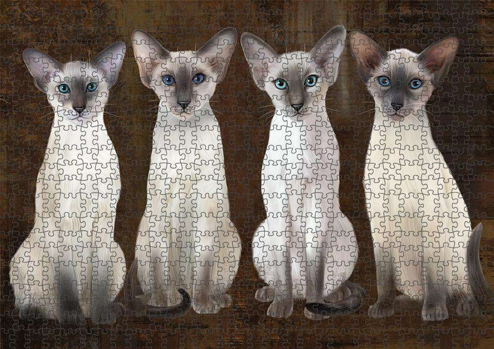 Rustic 4 Blue Point Siamese Cats Puzzle with Photo Tin PUZL84588