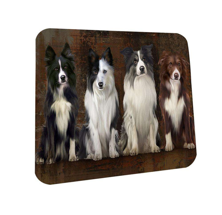 Rustic 4 Border Collies Dog Coasters Set of 4 CST50850