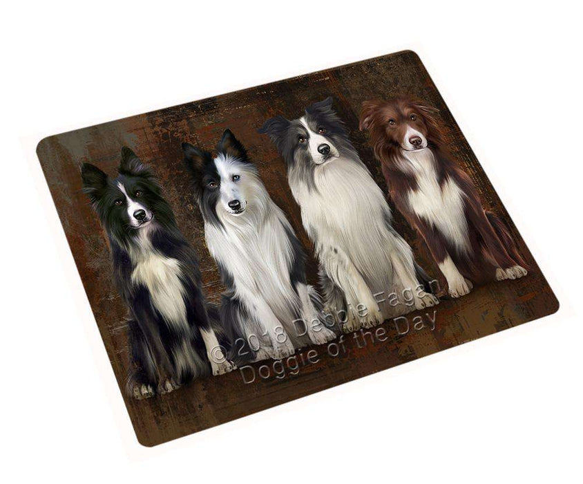 Rustic 4 Border Collies Dog Cutting Board C55542