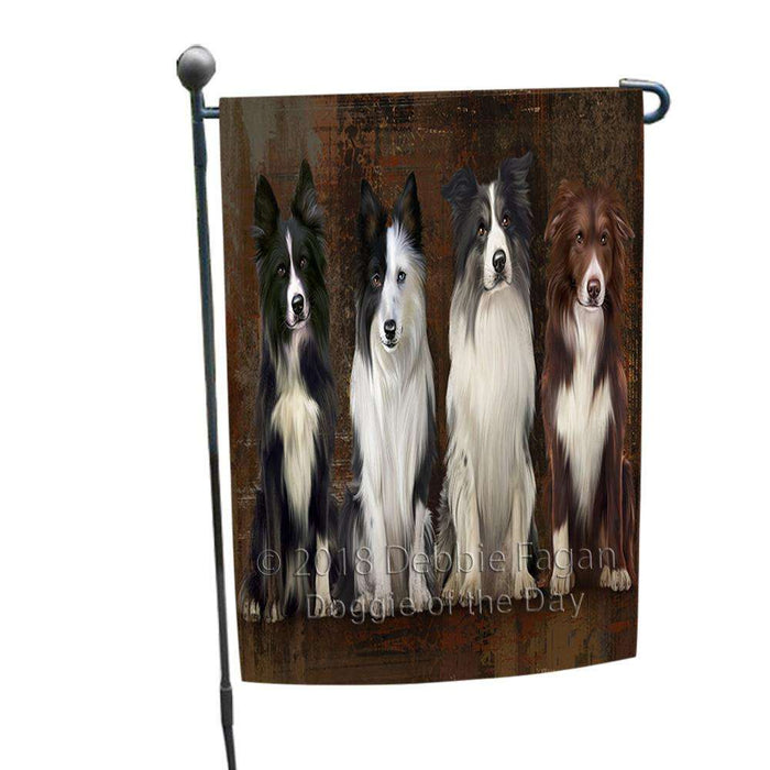 Rustic 4 Border Collies Dog Garden Flag GFLG50387