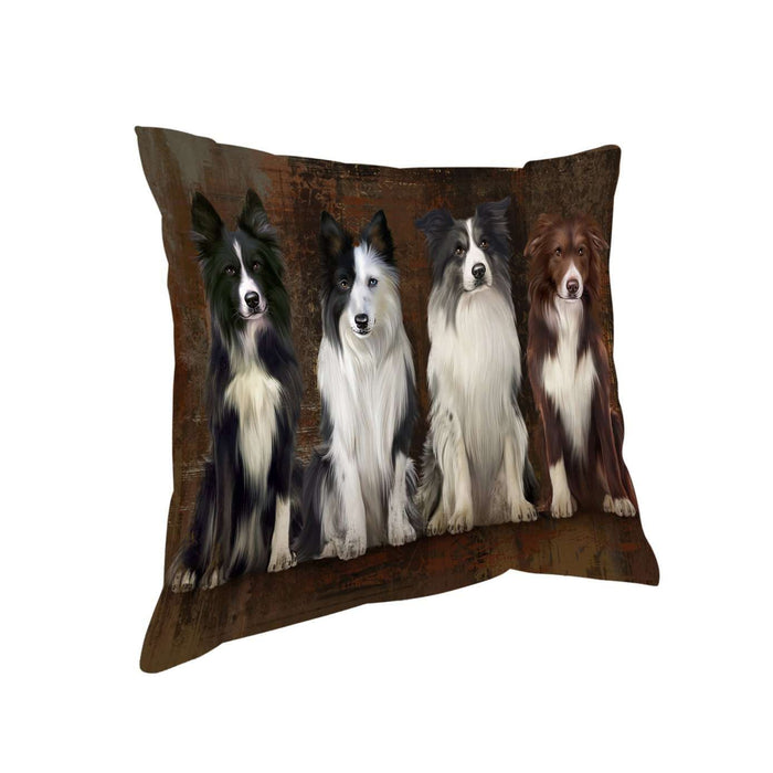 Rustic 4 Border Collies Dog Pillow PIL48752