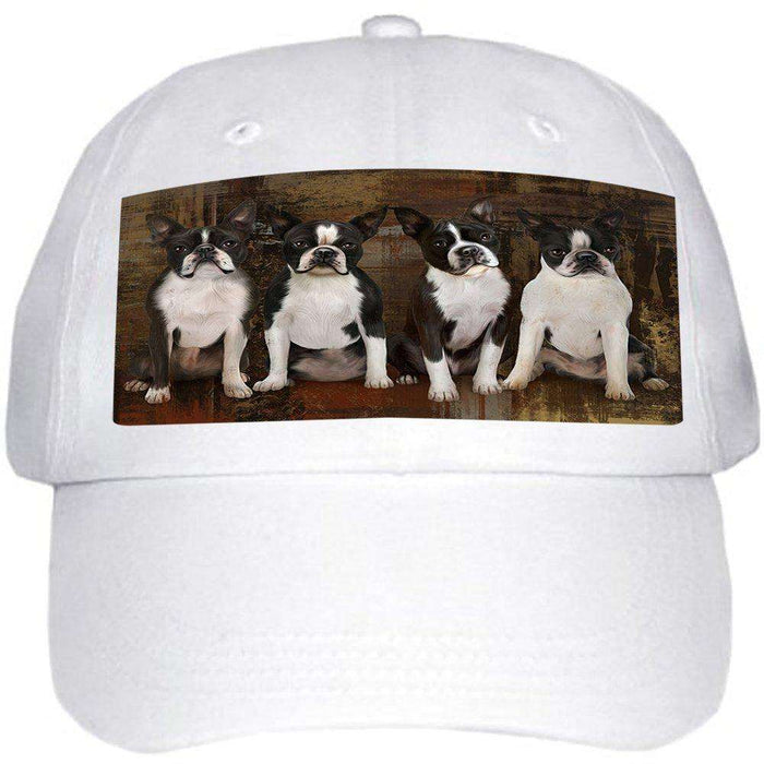 Rustic 4 Boston Terriers Dog Ball Hat Cap HAT48261