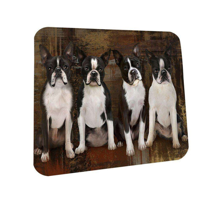 Rustic 4 Boston Terriers Dog Coasters Set of 4 CST48135