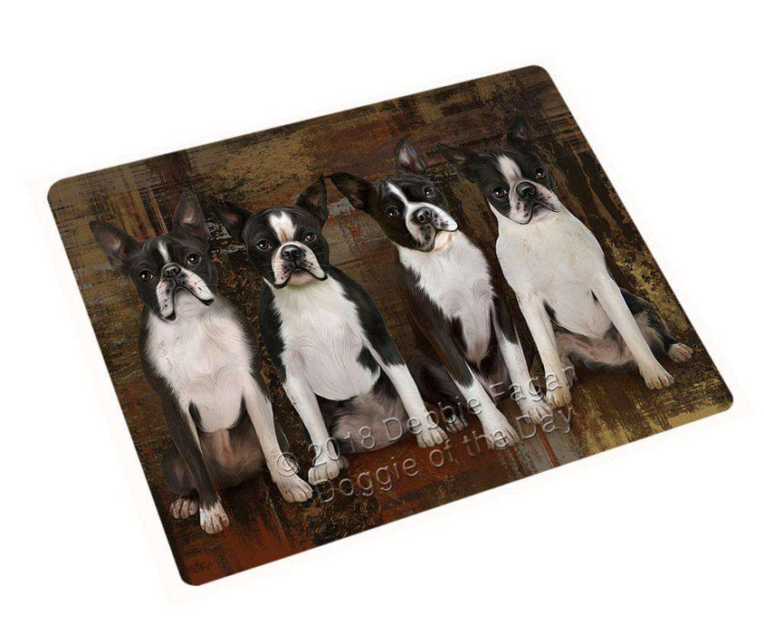 Rustic 4 Boston Terriers Dog Cutting Board C55545