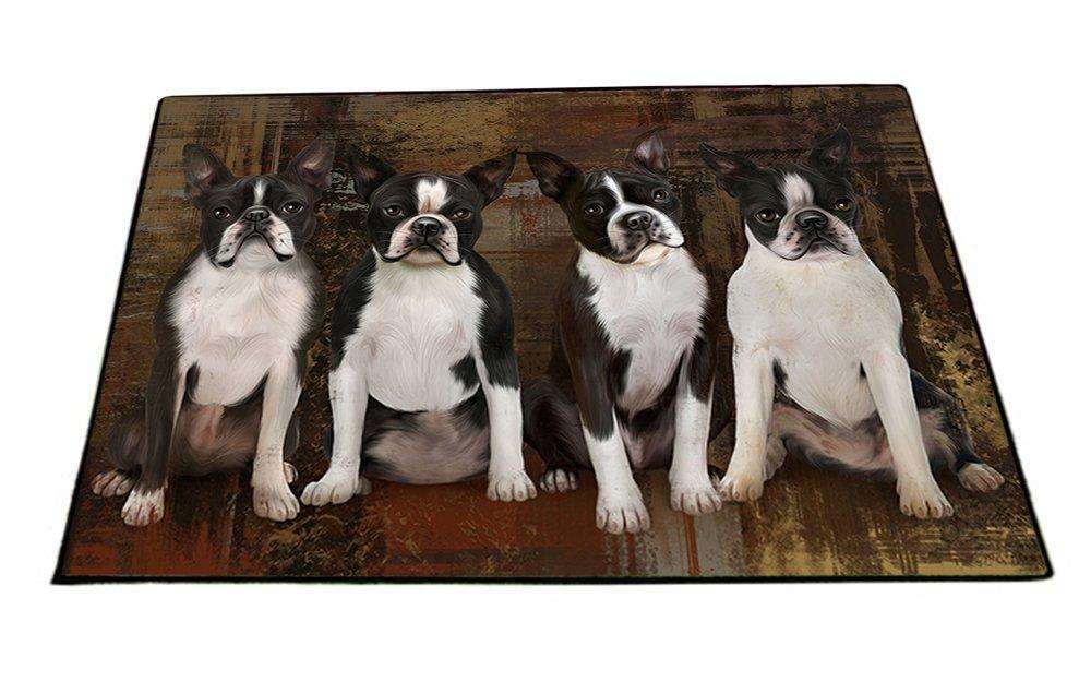 Rustic 4 Boston Terriers Dog Floormat FLMS48249