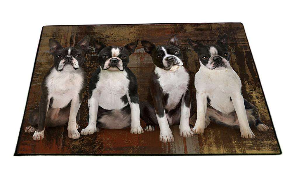 Rustic 4 Boston Terriers Dog Floormat FLMS50616
