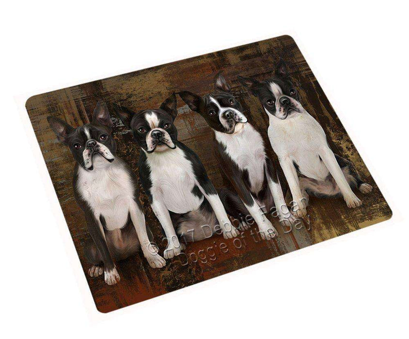 Rustic 4 Boston Terriers Dog Magnet Mini (3.5" x 2") MAGA48543