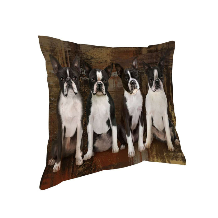 Rustic 4 Boston Terriers Dog Pillow PIL48756