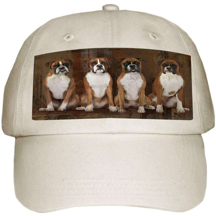 Rustic 4 Boxers Dog Ball Hat Cap HAT55257