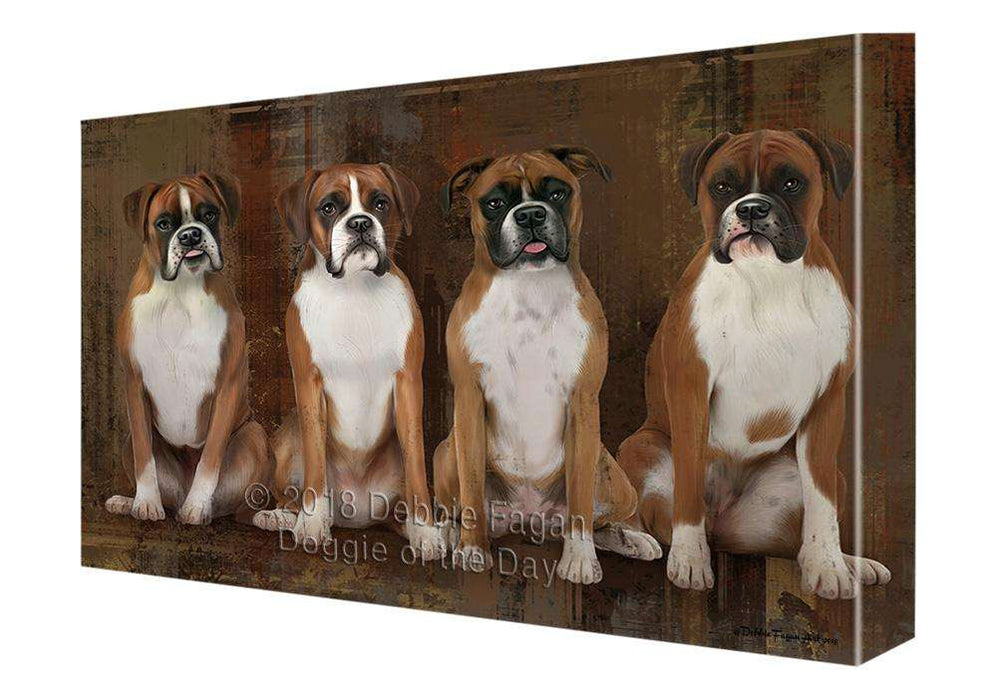 Rustic 4 Boxers Dog Canvas Print Wall Art Décor CVS70793
