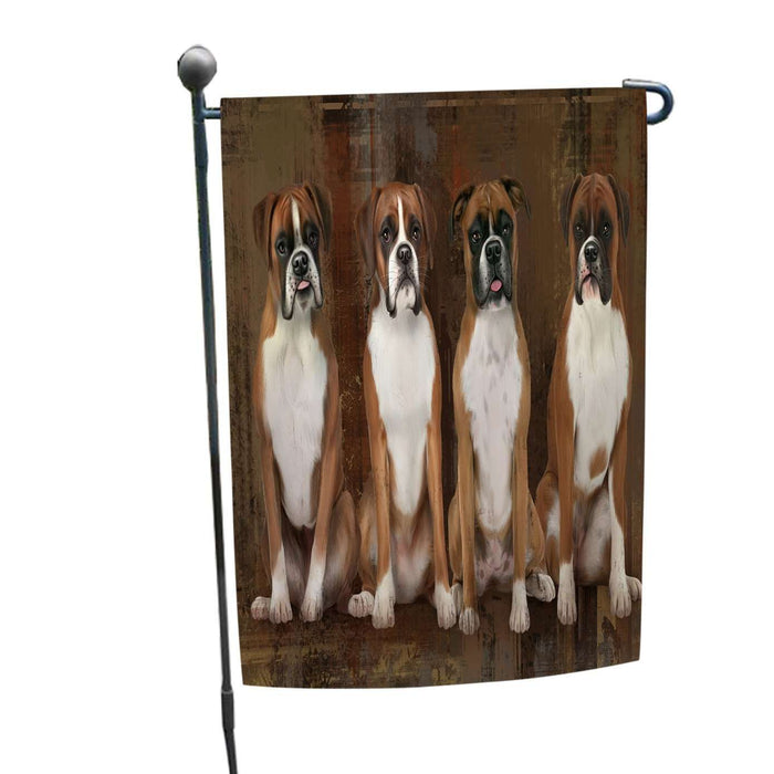 Rustic 4 Boxers Dog Garden Flag GFLG48270