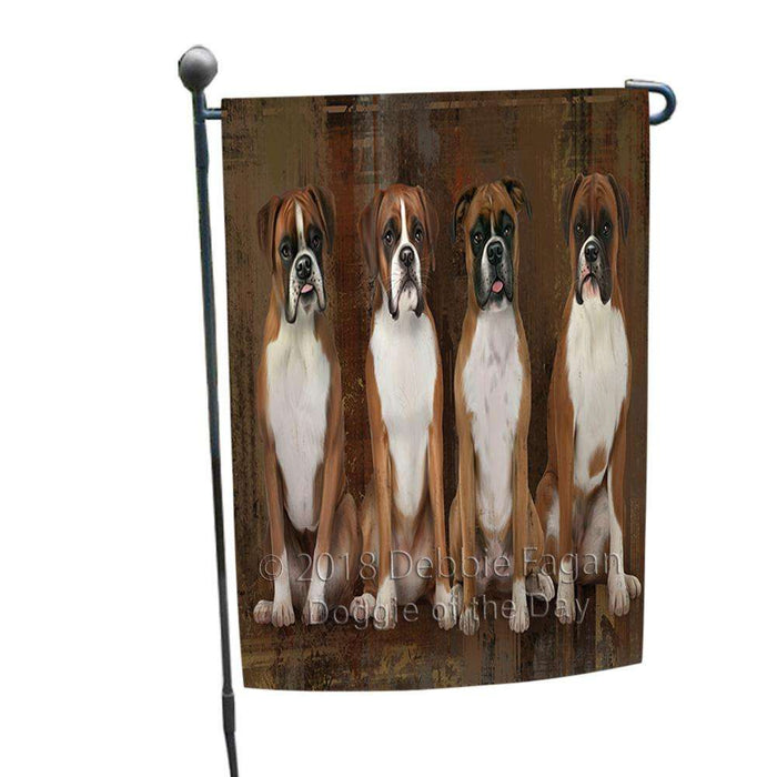 Rustic 4 Boxers Dog Garden Flag GFLG50389