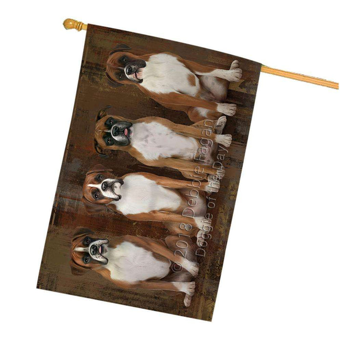 Rustic 4 Boxers Dog House Flag FLG50525