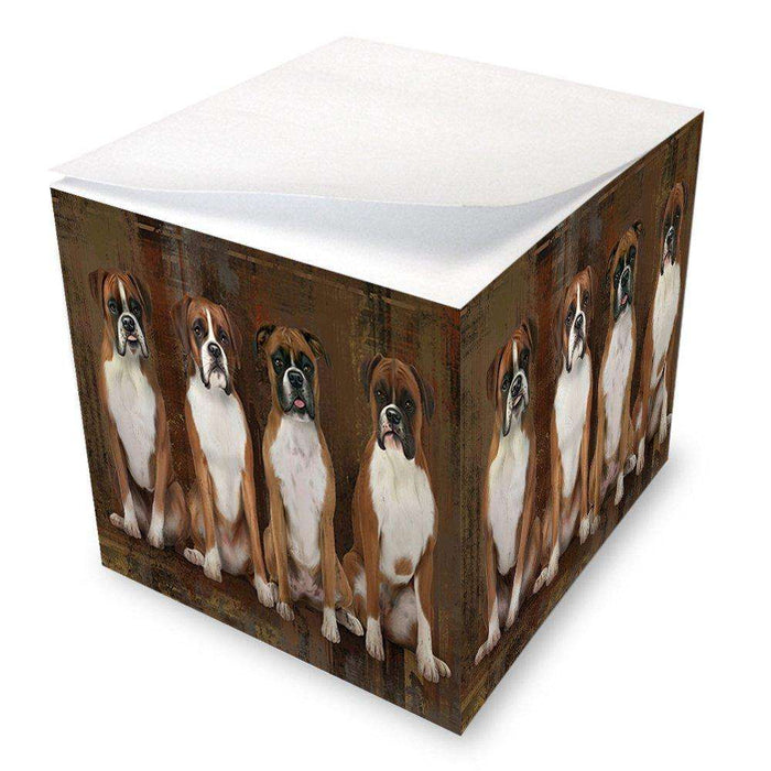 Rustic 4 Boxers Dog Note Cube NOC48177