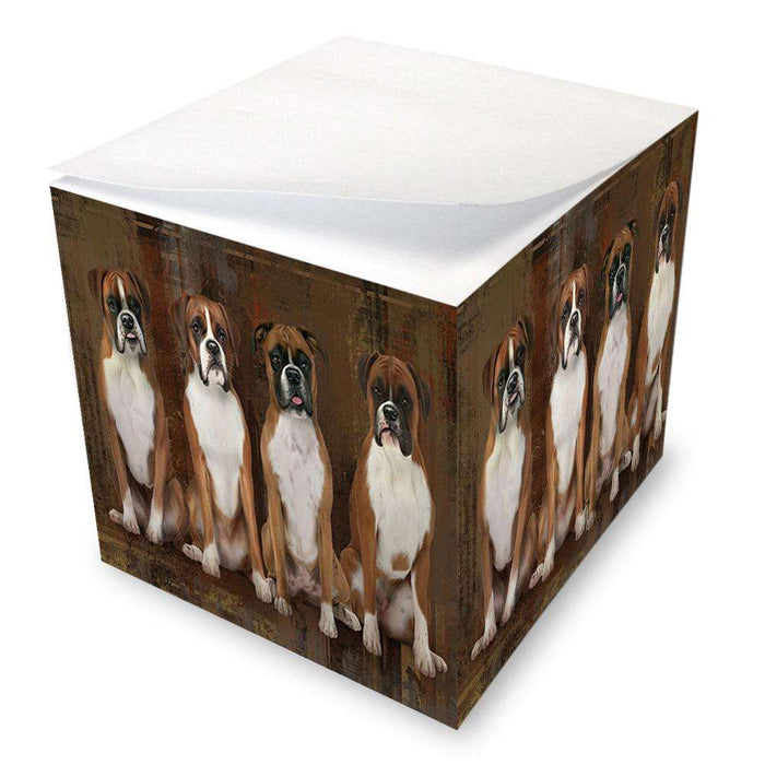 Rustic 4 Boxers Dog Note Cube NOC50893