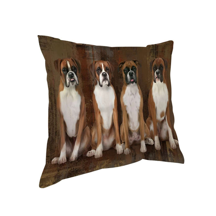 Rustic 4 Boxers Dog Pillow PIL48760
