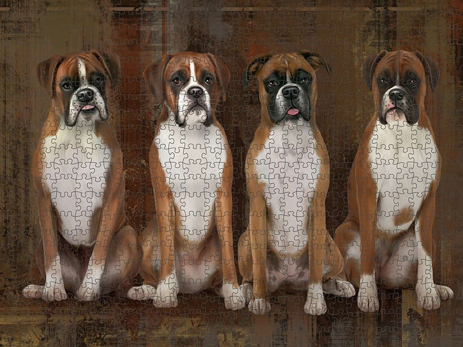 Rustic 4 Boxers Dog Puzzle with Photo Tin PUZL48384