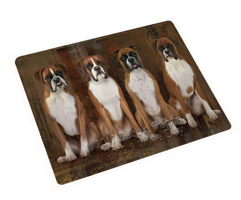 Rustic 4 Boxers Dog Tempered Cutting Board C48546