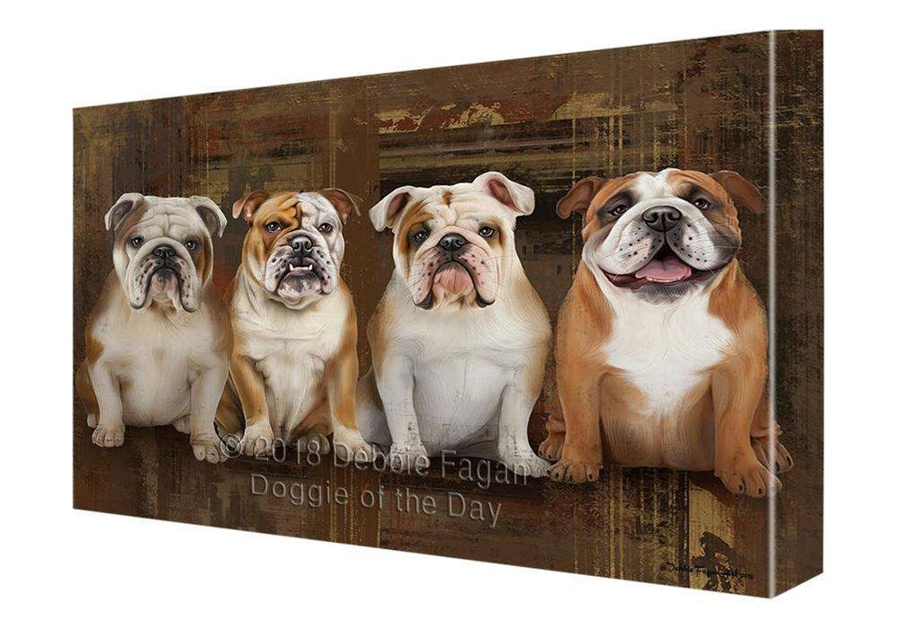 Rustic 4 Bulldogs Canvas Print Wall Art Décor CVS70802