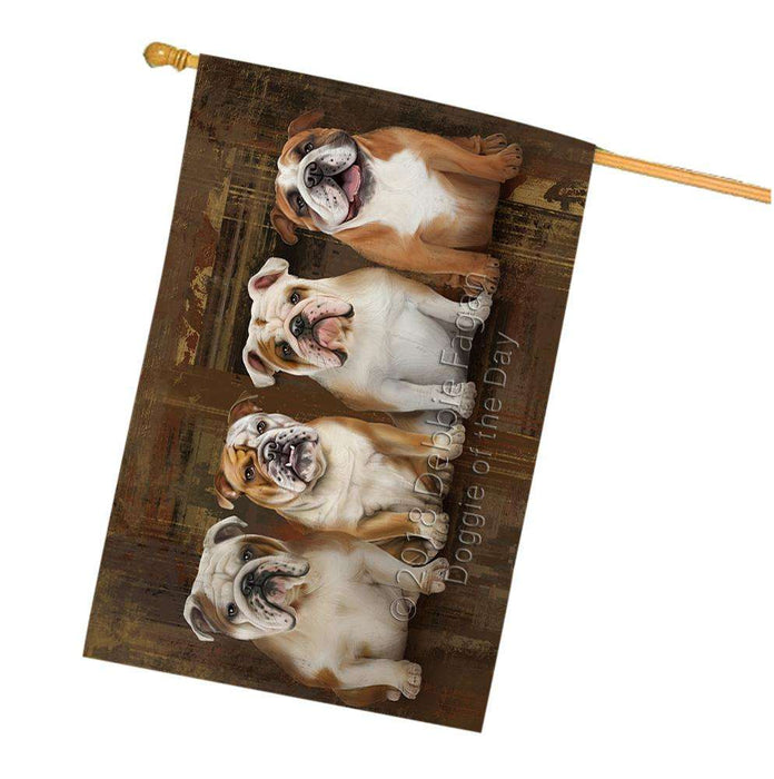 Rustic 4 Bulldogs House Flag FLG50526