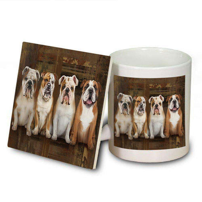 Rustic 4 Bulldogs Mug and Coaster Set MUC48170