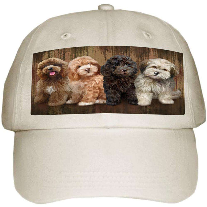 Rustic 4 Cockapoos Dog Ball Hat Cap HAT52452