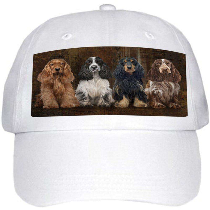 Rustic 4 Cocker Spaniels Dog Ball Hat Cap HAT48270
