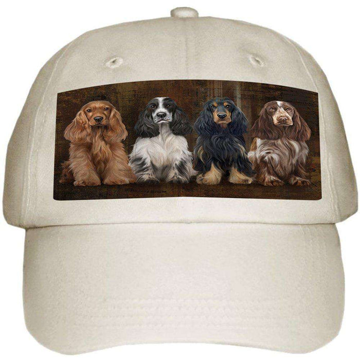 Rustic 4 Cocker Spaniels Dog Ball Hat Cap HAT48270
