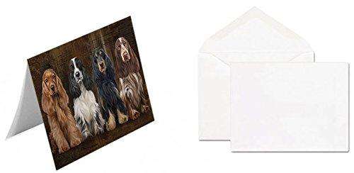 Rustic 4 Cocker Spaniels Dog Handmade Artwork Assorted Pets Greeting Cards and Note Cards with Envelopes for All Occasions and Holiday Seasons GCD49118