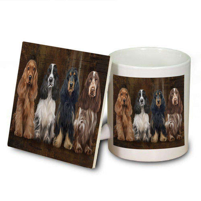 Rustic 4 Cocker Spaniels Dog Mug and Coaster Set MUC48171