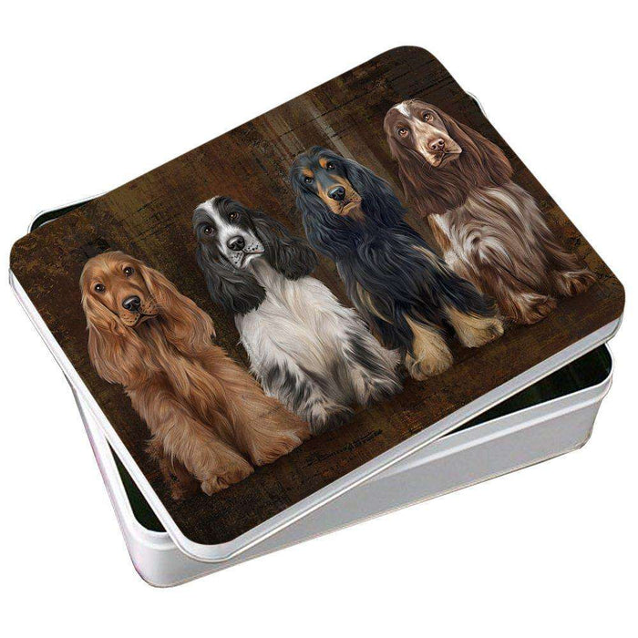 Rustic 4 Cocker Spaniels Dog Photo Storage Tin PITN48179