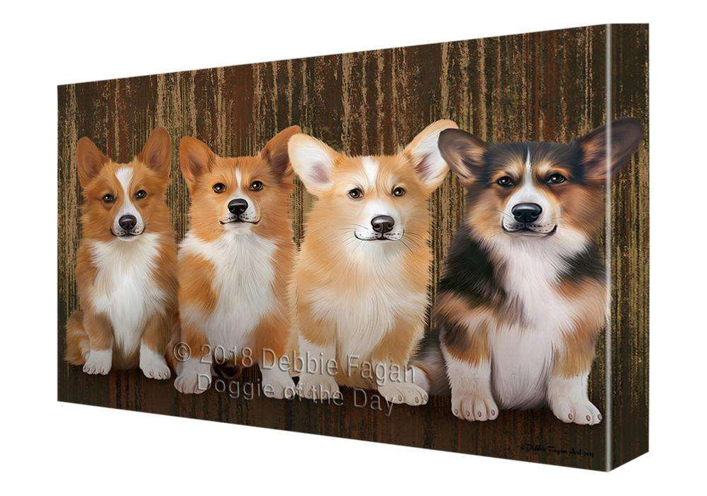 Rustic 4 Corgis Dog Canvas Print Wall Art Décor CVS70811