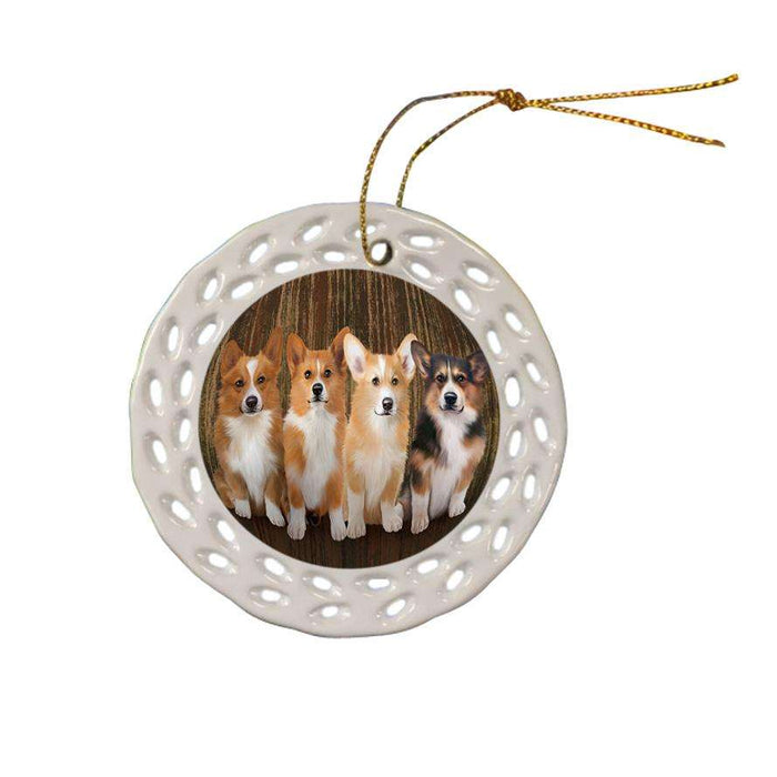 Rustic 4 Corgis Dog Ceramic Doily Ornament DPOR50895