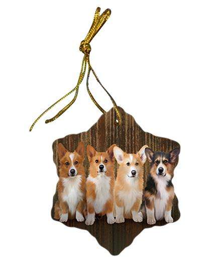 Rustic 4 Corgis Dog Star Porcelain Ornament SPOR50887