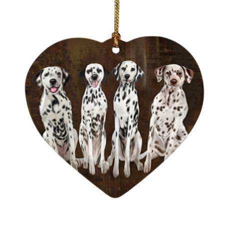 Rustic 4 Dalmatians Dog Heart Christmas Ornament HPOR54359