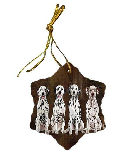 Rustic 4 Dalmatians Dog Star Porcelain Ornament SPOR54350