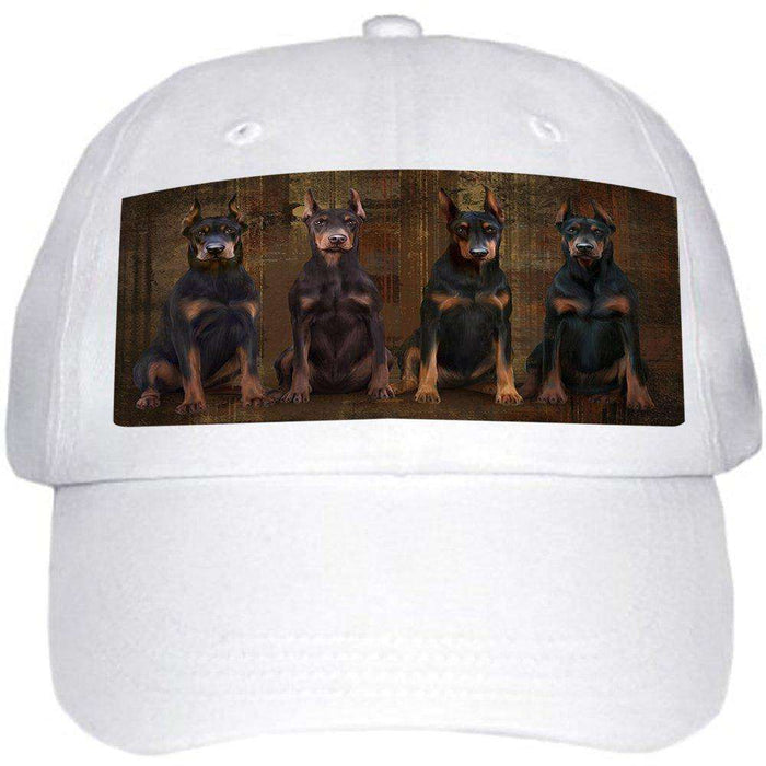 Rustic 4 Doberman Pinschers Dog Ball Hat Cap HAT48273