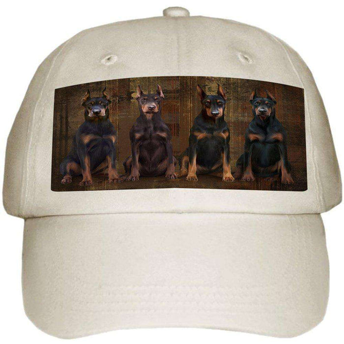 Rustic 4 Doberman Pinschers Dog Ball Hat Cap HAT48273