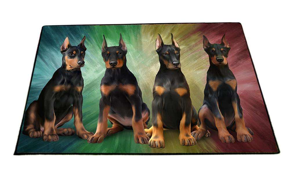 Rustic 4 Doberman Pinschers Dog Floormat FLMS49965
