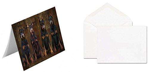 Rustic 4 Doberman Pinschers Dog Handmade Artwork Assorted Pets Greeting Cards and Note Cards with Envelopes for All Occasions and Holiday Seasons GCD49121