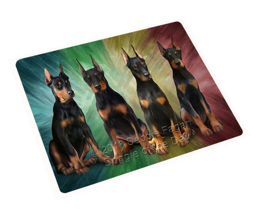 Rustic 4 Doberman Pinschers Dog Magnet Mini (3.5" x 2") mag52590