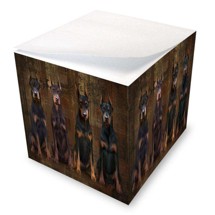 Rustic 4 Doberman Pinschers Dog Note Cube NOC48180