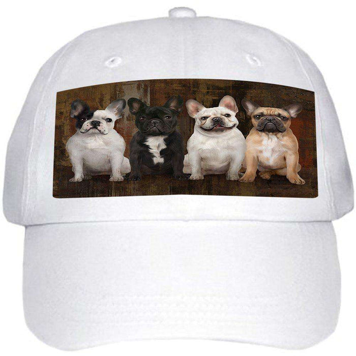 Rustic 4 French Bulldogs Ball Hat Cap HAT48276
