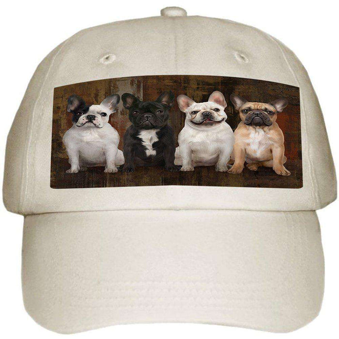 Rustic 4 French Bulldogs Ball Hat Cap HAT48276