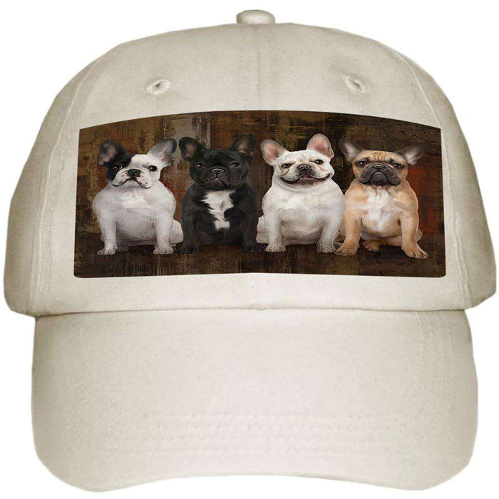 Rustic 4 French Bulldogs Ball Hat Cap HAT55266