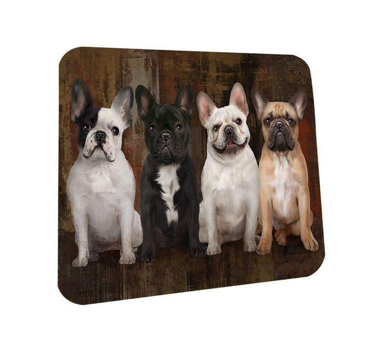 Rustic 4 French Bulldogs Coasters Set of 4 CST50855