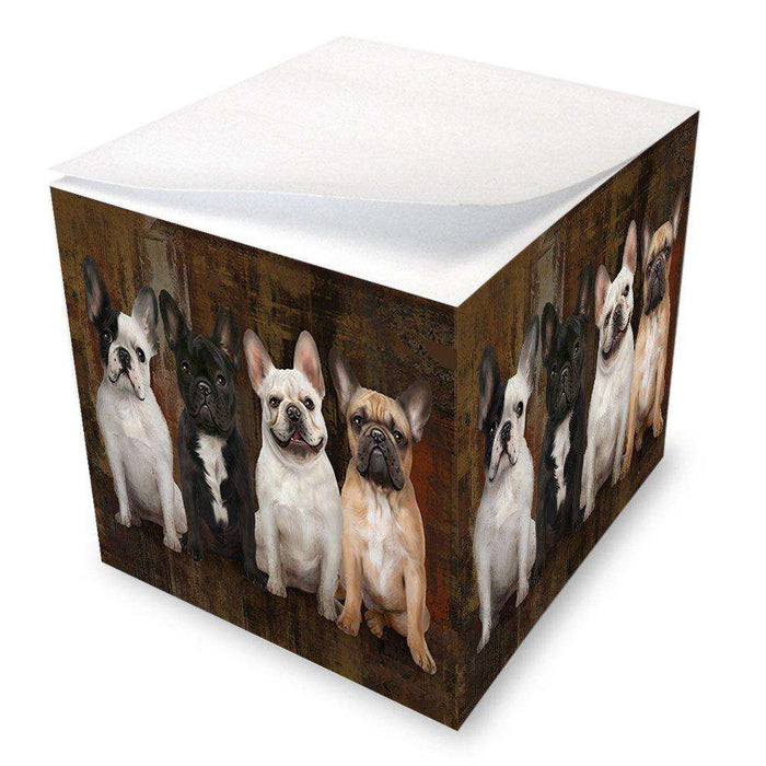 Rustic 4 French Bulldogs Note Cube NOC48181