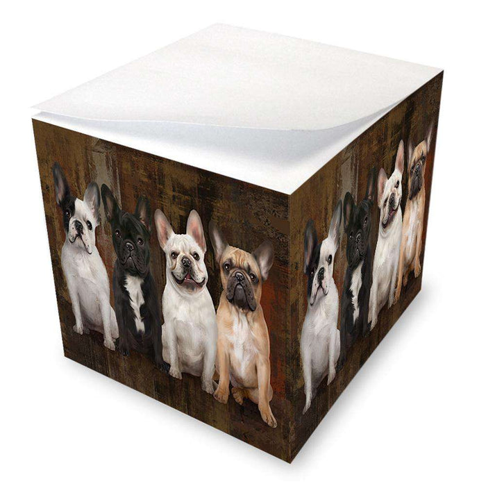 Rustic 4 French Bulldogs Note Cube NOC50896