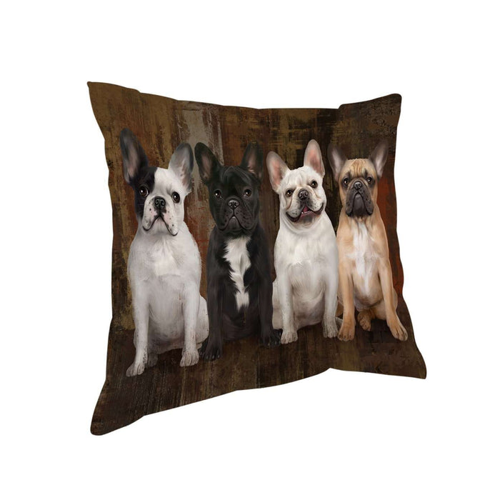 Rustic 4 French Bulldogs Pillow PIL48776